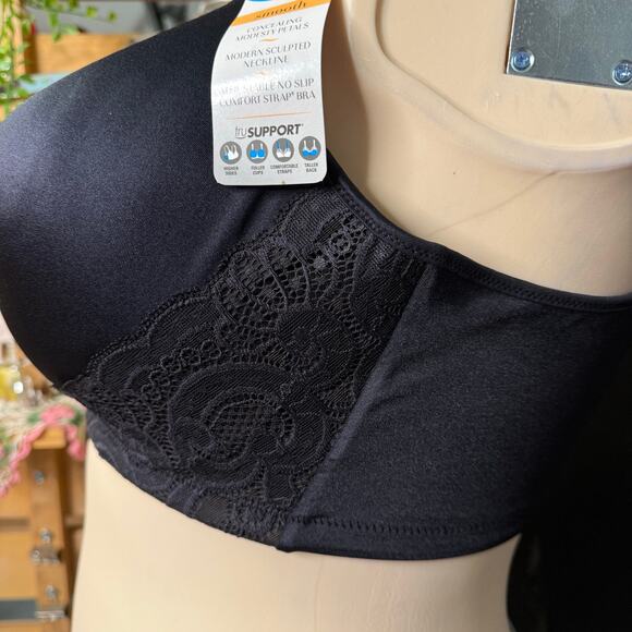 Playtex Tru Support Love My Curves Smoothing Bra Size 44D in Black - Picture 6 of 9